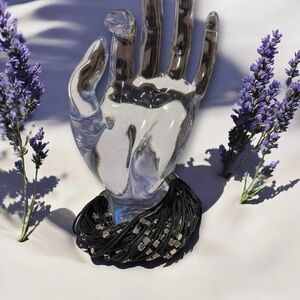 Free 💎Vintage Black and Silver Bracelet with Multi-Strand Design